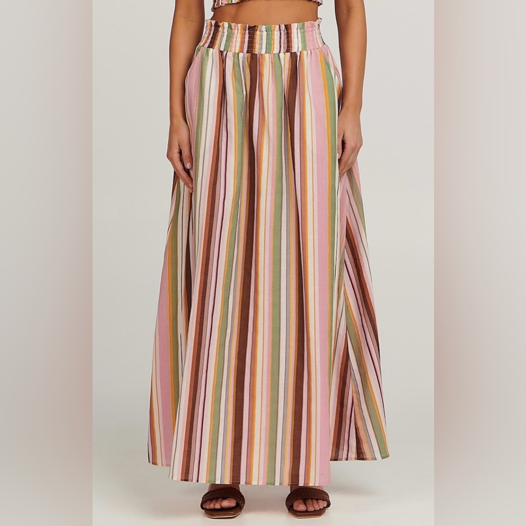 Charlie Holiday Addy Striped Multicolor Maxi Skirt